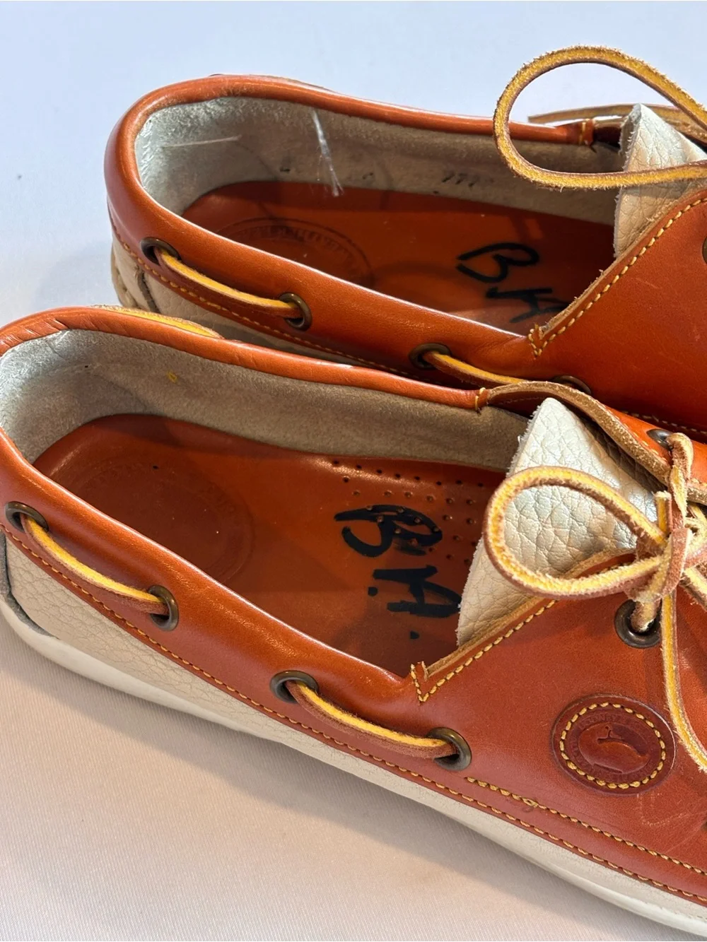 DOONEY & BOURKE Vintage Men's Two-Tone Tan Leather Boat Shoes
